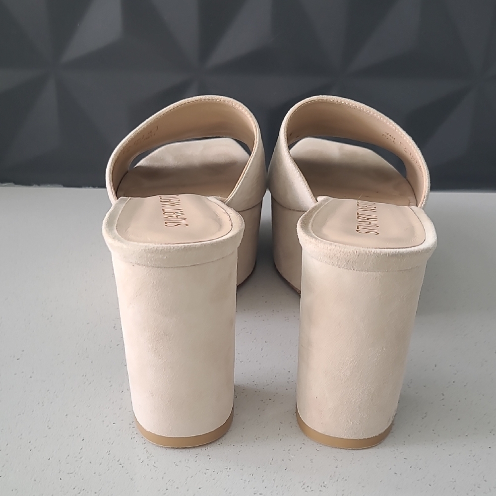 Stuart Weitzman Beige Platform Mules - Picture 2 of 5